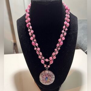 Millefiori glass pendant on with sterling tested 925 clasp. Stunning!